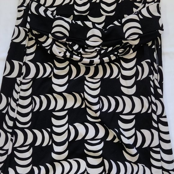 Tory Burch Black White Midi Dress Size Small Short Sleeve Matching Belt Pattern - Picture 2 of 4